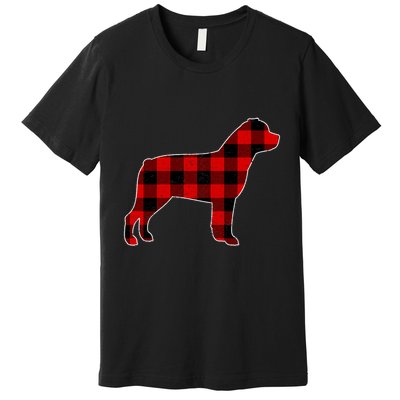 Christmas Rottweiler Pajama Pj Christmas Dog Buffalo Plaid Premium T-Shirt