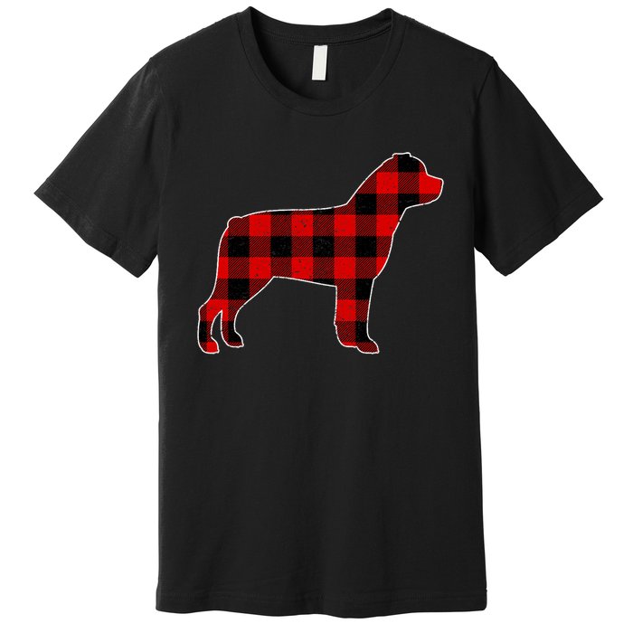 Christmas Rottweiler Pajama Pj Christmas Dog Buffalo Plaid Premium T-Shirt