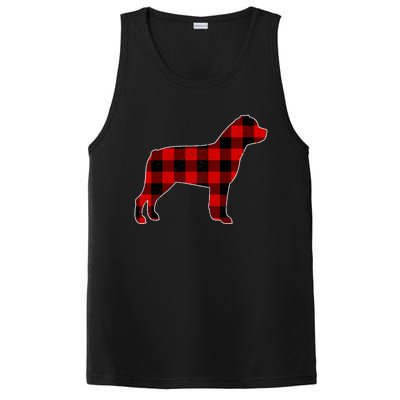 Christmas Rottweiler Pajama Pj Christmas Dog Buffalo Plaid PosiCharge Competitor Tank