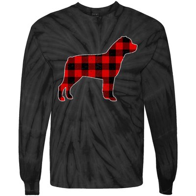 Christmas Rottweiler Pajama Pj Christmas Dog Buffalo Plaid Tie-Dye Long Sleeve Shirt