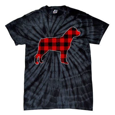 Christmas Rottweiler Pajama Pj Christmas Dog Buffalo Plaid Tie-Dye T-Shirt