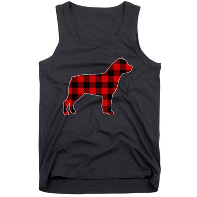 Christmas Rottweiler Pajama Pj Christmas Dog Buffalo Plaid Tank Top