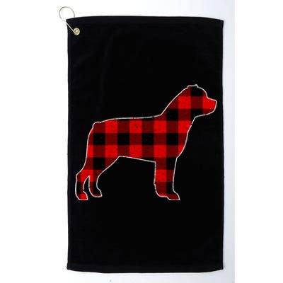 Christmas Rottweiler Pajama Pj Christmas Dog Buffalo Plaid Platinum Collection Golf Towel