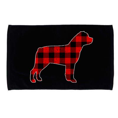 Christmas Rottweiler Pajama Pj Christmas Dog Buffalo Plaid Microfiber Hand Towel