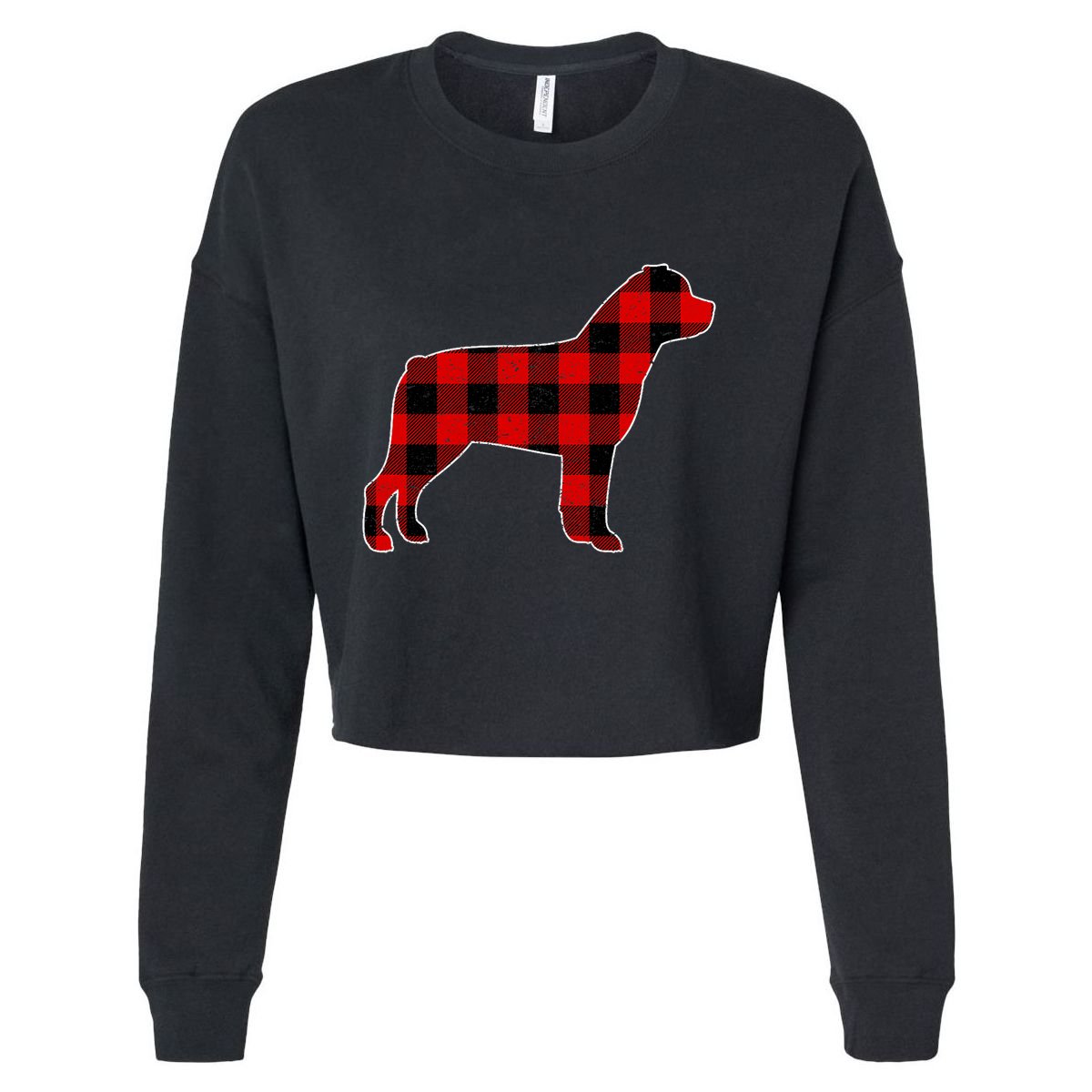 Christmas Rottweiler Pajama Pj Christmas Dog Buffalo Plaid Cropped Pullover Crew