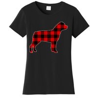 Christmas Rottweiler Pajama Pj Christmas Dog Buffalo Plaid Women's T-Shirt