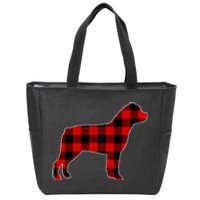 Christmas Rottweiler Pajama Pj Christmas Dog Buffalo Plaid Zip Tote Bag