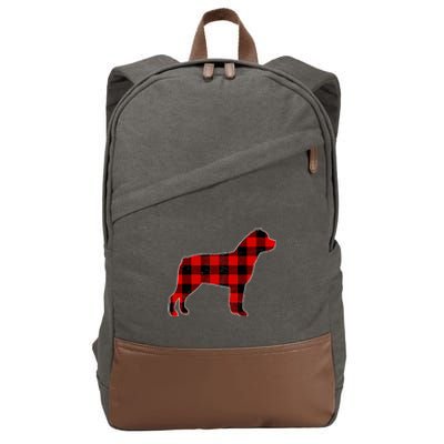 Christmas Rottweiler Pajama Pj Christmas Dog Buffalo Plaid Cotton Canvas Backpack