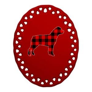 Christmas Rottweiler Pajama Pj Christmas Dog Buffalo Plaid Ceramic Oval Ornament