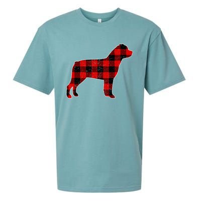 Christmas Rottweiler Pajama Pj Christmas Dog Buffalo Plaid Sueded Cloud Jersey T-Shirt