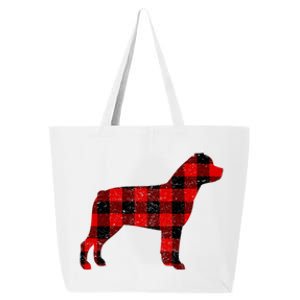 Christmas Rottweiler Pajama Pj Christmas Dog Buffalo Plaid 25L Jumbo Tote