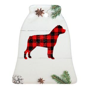 Christmas Rottweiler Pajama Pj Christmas Dog Buffalo Plaid Ceramic Bell Ornament