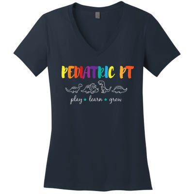 Cute Rainbow Pediatric PT Shirts Kids Physical Therapist Women's V-Neck T-Shirt