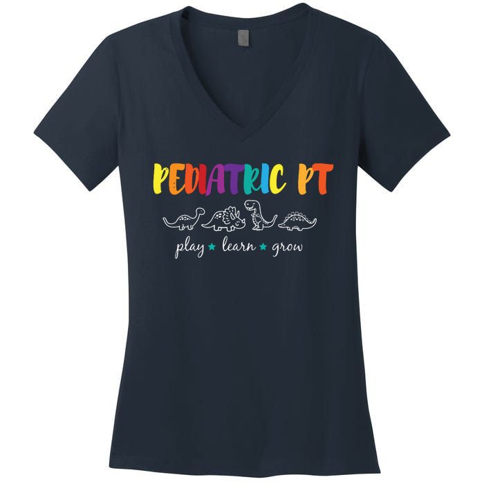 Cute Rainbow Pediatric PT Shirts Kids Physical Therapist Women's V-Neck T-Shirt