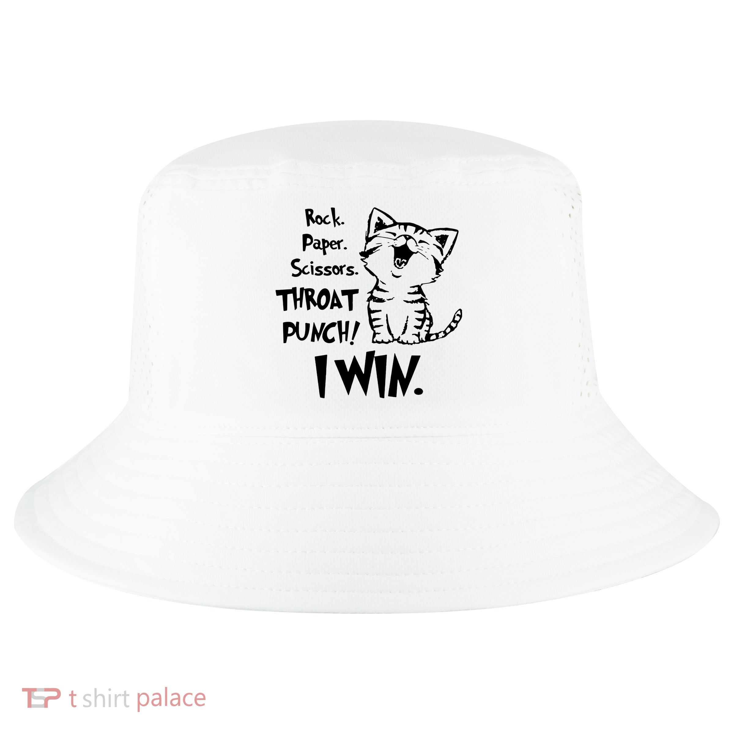 Cat Rock Paper Scissors Throat Punch I Win Cool Comfort Performance Bucket Hat