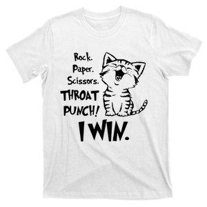 Cat Rock Paper Scissors Throat Punch I Win T-Shirt