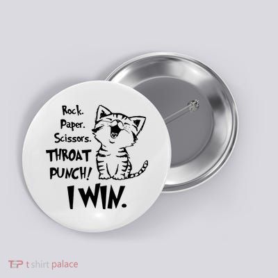 Cat Rock Paper Scissors Throat Punch I Win Button
