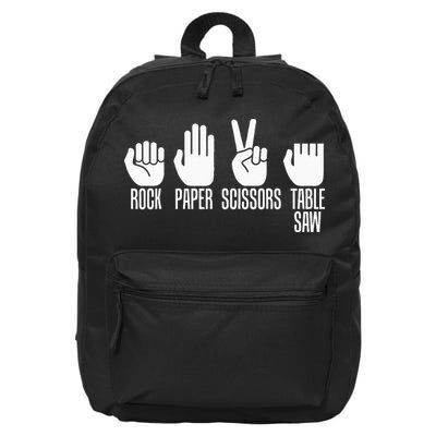 Carpenters Rock Paper Scissor Table Saw Carpentry Gift 16 in Basic Backpack