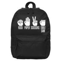 Carpenters Rock Paper Scissor Table Saw Carpentry Gift 16 in Basic Backpack