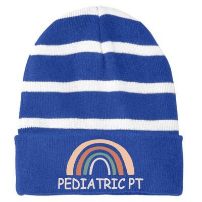 Cute Rainbow Pediatric Physical Therapy Gift Pt Therapist Gift Striped Beanie with Solid Band