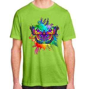 Colorful Rainbow Painted Butterfly Flowers Adult ChromaSoft Performance T-Shirt