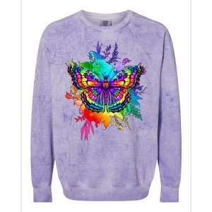 Colorful Rainbow Painted Butterfly Flowers Colorblast Crewneck Sweatshirt