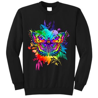 Colorful Rainbow Painted Butterfly Flowers Sweatshirt