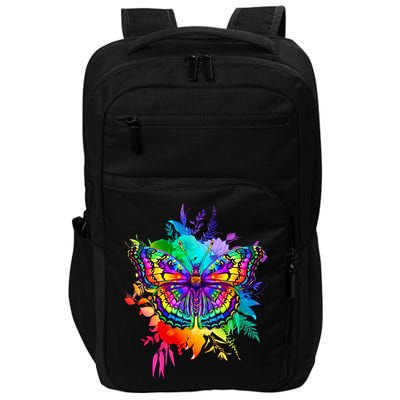 Colorful Rainbow Painted Butterfly Flowers Impact Tech Backpack
