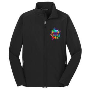 Colorful Rainbow Painted Butterfly Flowers Core Soft Shell Jacket