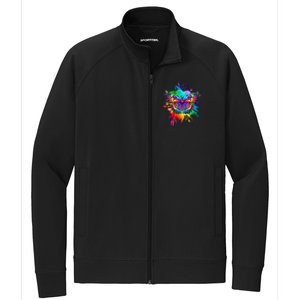 Colorful Rainbow Painted Butterfly Flowers Stretch Full-Zip Cadet Jacket