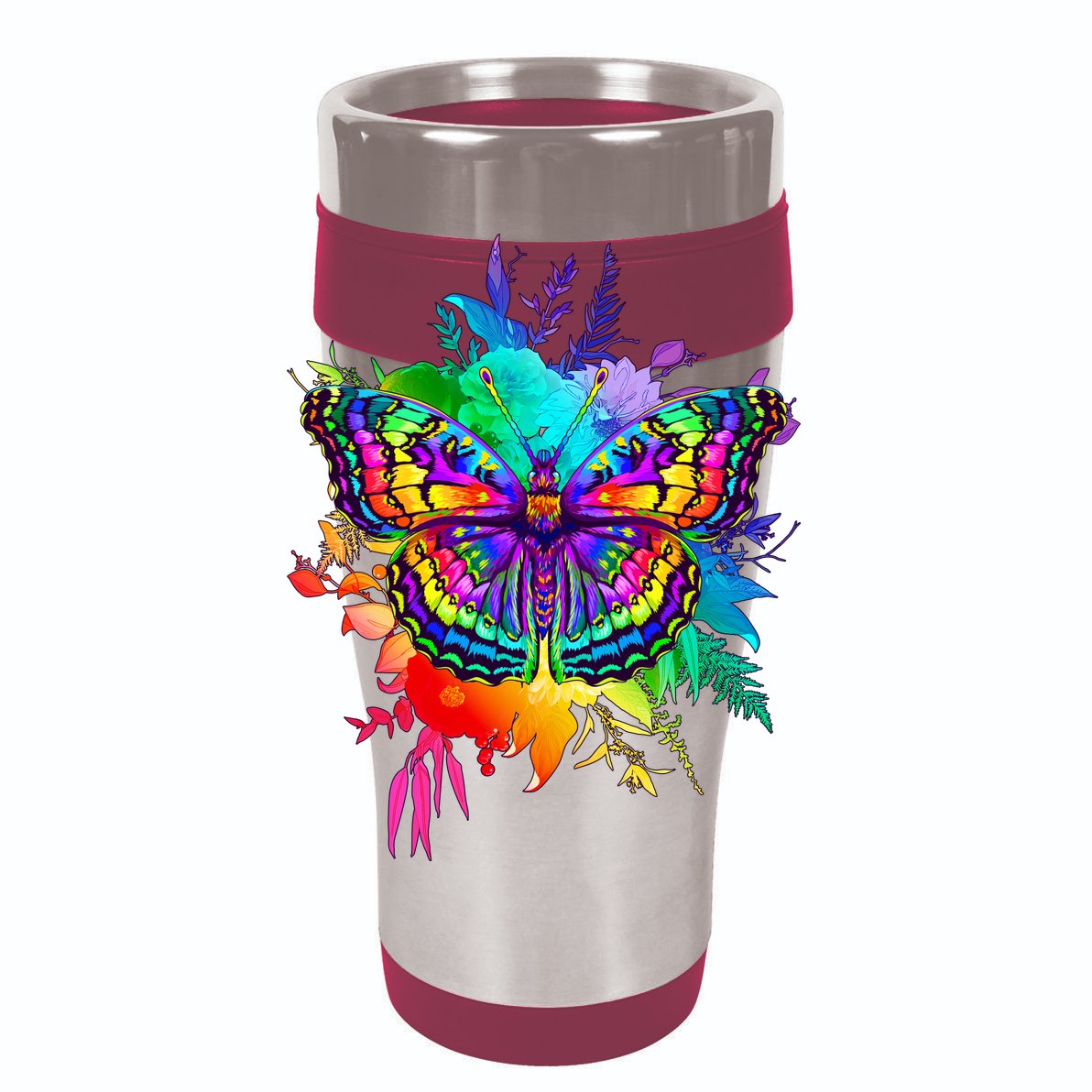 Colorful Rainbow Painted Butterfly Flowers Kids Tie-Dye T-Shirt