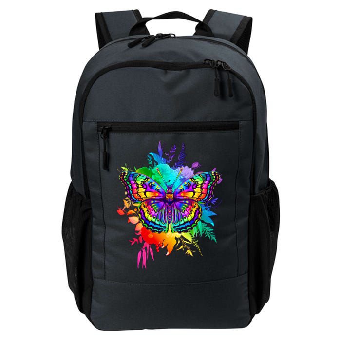 Colorful Rainbow Painted Butterfly Flowers Daily Commute Backpack