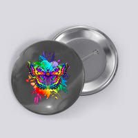Colorful Rainbow Painted Butterfly Flowers Button