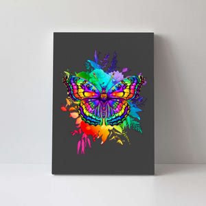 Colorful Rainbow Painted Butterfly Flowers Canvas