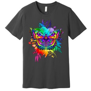 Colorful Rainbow Painted Butterfly Flowers Premium T-Shirt