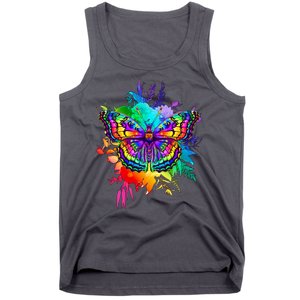 Colorful Rainbow Painted Butterfly Flowers Tank Top