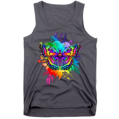 Colorful Rainbow Painted Butterfly Flowers Tank Top