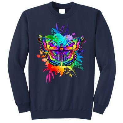 Colorful Rainbow Painted Butterfly Flowers Sweatshirt