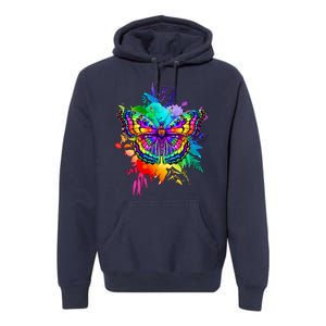 Colorful Rainbow Painted Butterfly Flowers Premium Hoodie