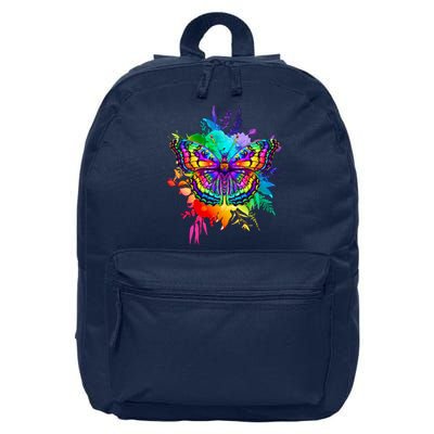 Colorful Rainbow Painted Butterfly Flowers 16 in Basic Backpack