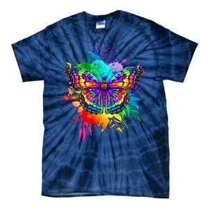 Colorful Rainbow Painted Butterfly Flowers Tie-Dye T-Shirt