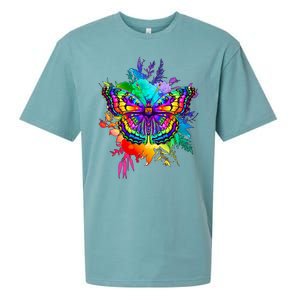 Colorful Rainbow Painted Butterfly Flowers Sueded Cloud Jersey T-Shirt