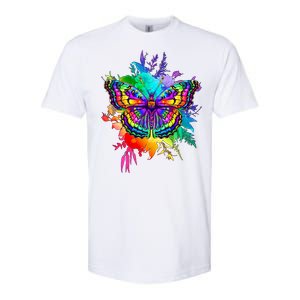 Colorful Rainbow Painted Butterfly Flowers Softstyle CVC T-Shirt