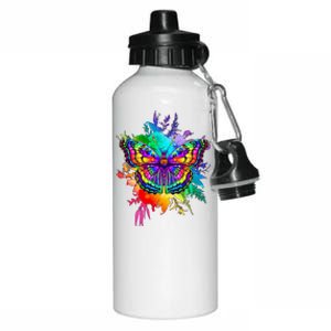 Colorful Rainbow Painted Butterfly Flowers Aluminum Water Bottle 