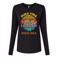 Costa Rica Pura Vida Sloth Womens Cotton Relaxed Long Sleeve T-Shirt