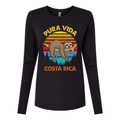 Costa Rica Pura Vida Sloth Womens Cotton Relaxed Long Sleeve T-Shirt