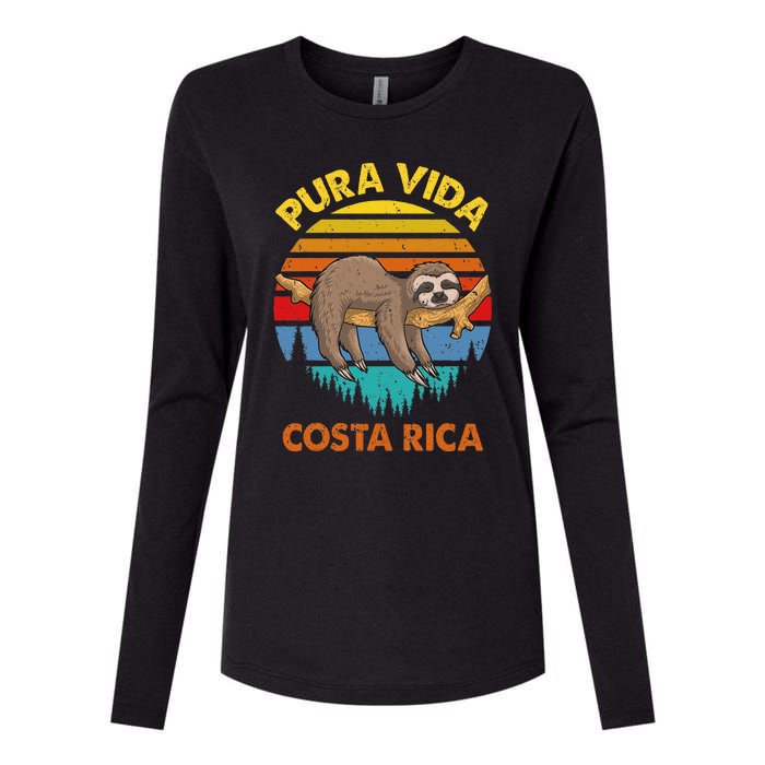 Costa Rica Pura Vida Sloth Womens Cotton Relaxed Long Sleeve T-Shirt