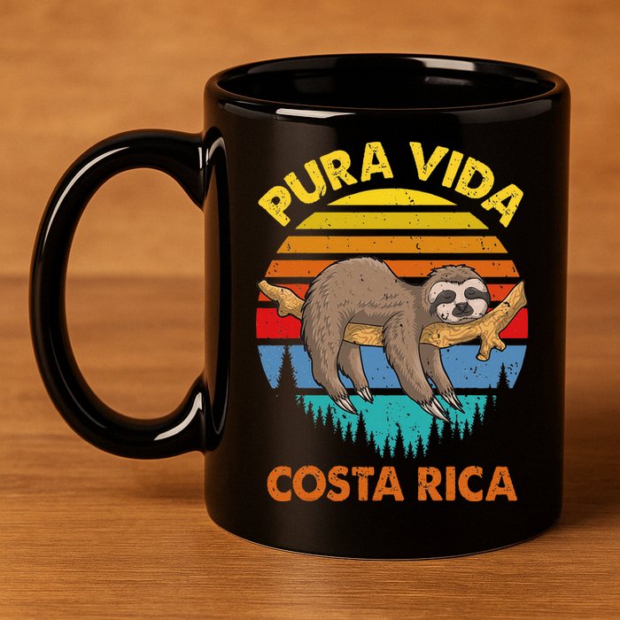 Costa Rica Pura Vida Sloth 11oz C Handle Ceramic Mug