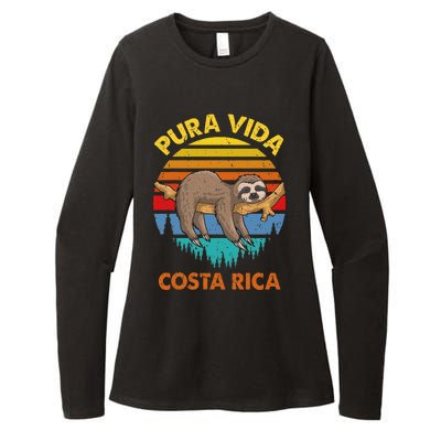 Costa Rica Pura Vida Sloth Womens CVC Long Sleeve Shirt