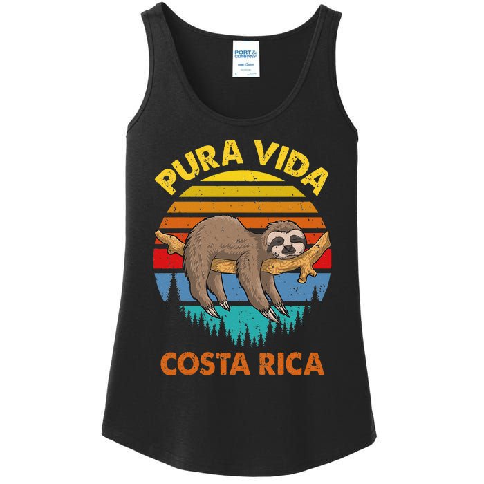 Costa Rica Pura Vida Sloth Ladies Essential Tank